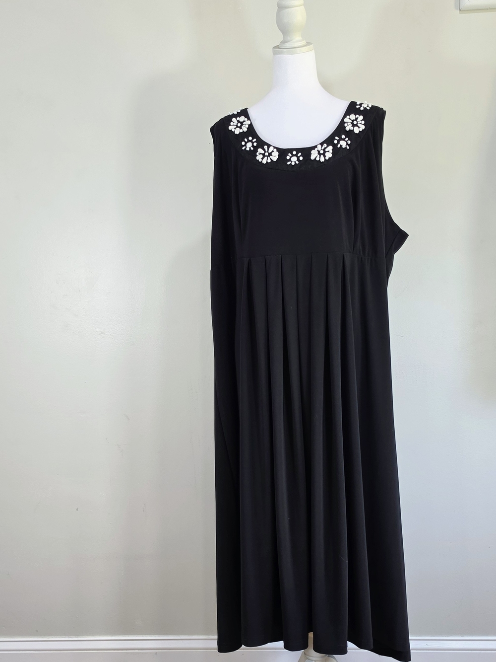 Lane Bryant Black Maxi Dress with White Floral Neckline